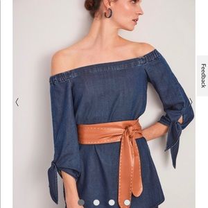 Off the shoulder denim tunic
